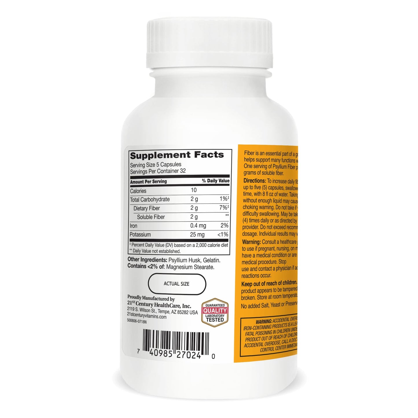 21st Century Psyllium Fiber 160 Capsules – 2 Pack