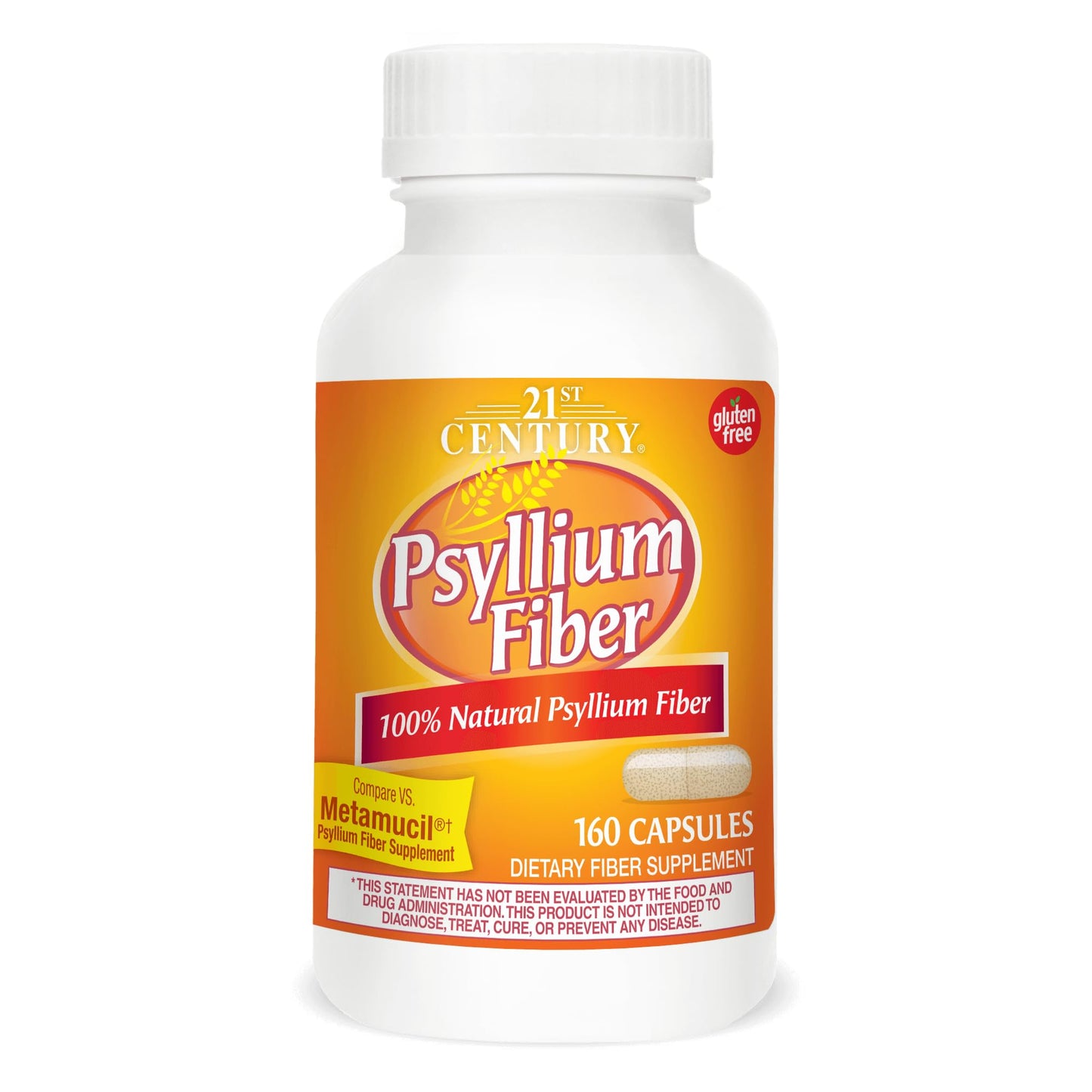21st Century Psyllium Fiber 160 Capsules – 2 Pack