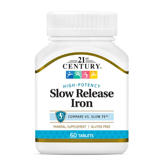 21st Century Slow Release Iron Tablets – 60 Count (Pack of 3) | Gentle Iron BritishVita | Premium UK Vitamins & Wellness Supplements