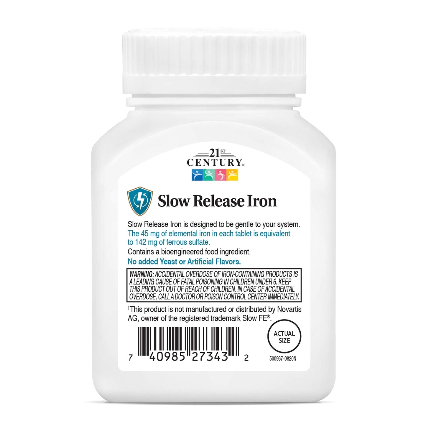 21st Century Slow Release Iron Tablets – 60 Count (Pack of 3) | Gentle Iron