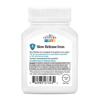 21st Century Slow Release Iron Tablets – 60 Count (Pack of 3) | Gentle Iron