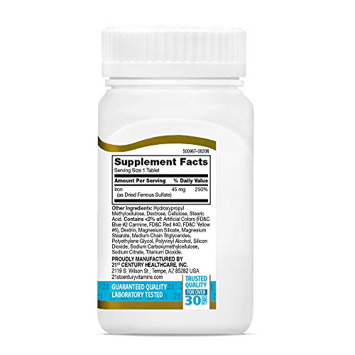 21st Century Slow Release Iron Tablets – 60 Count (Pack of 3) | Gentle Iron