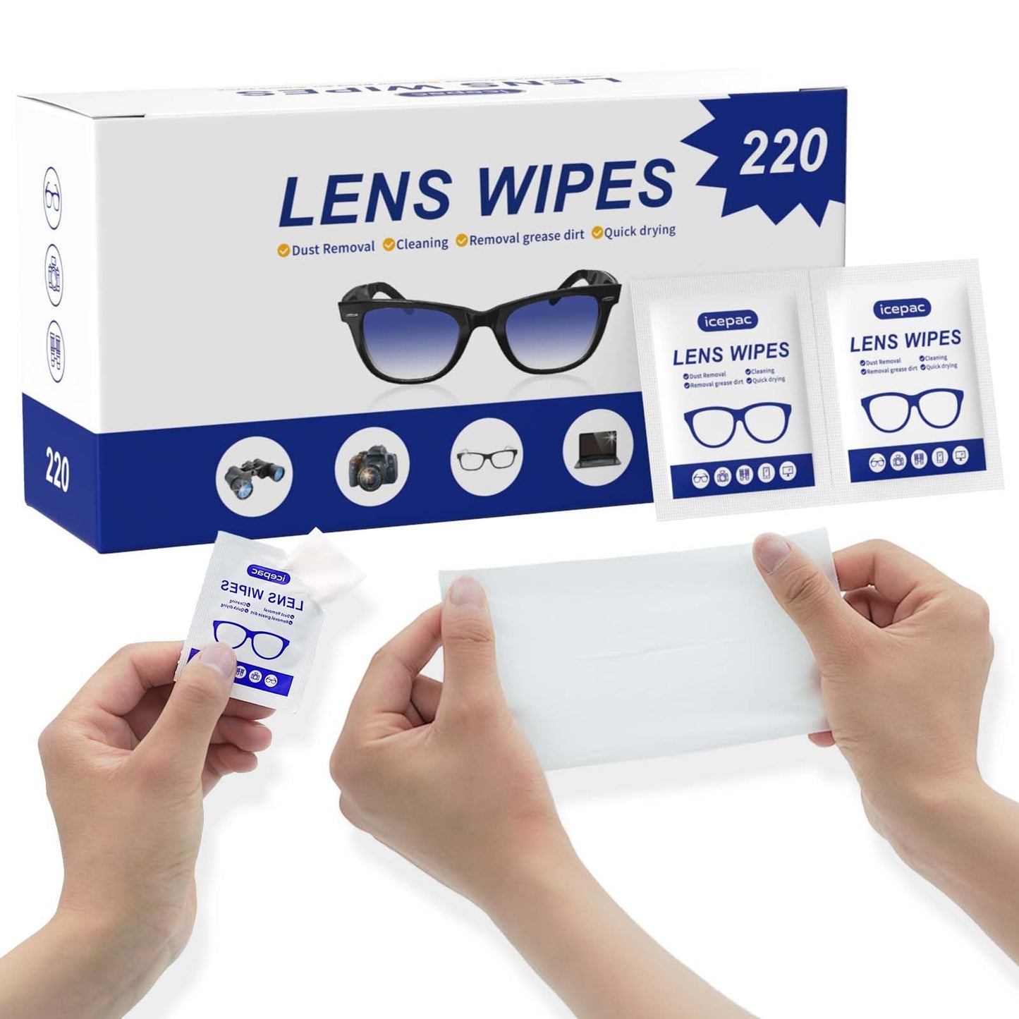 220-Count Lens Cleaning Wipes for Eyeglasses & Screens – Alcohol-Free