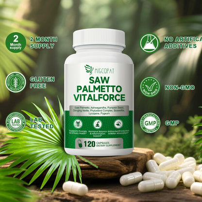 23-in-1 Saw Palmetto for Men – 10,000 mg per Serving Prostate Health Supplement with Ashwagandha, Pumpkin Seed, Stinging Nettle – 120 Caps