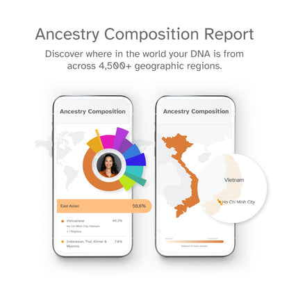 23andMe Ancestry Service - DNA Test Kit, Personalized Genetic Legacy, 4,500+ Geographic Regions, Ancestry Test, Family Tree, DNA Relative Finder, Origins, Ethnicities, Traits, Ancestry Reports