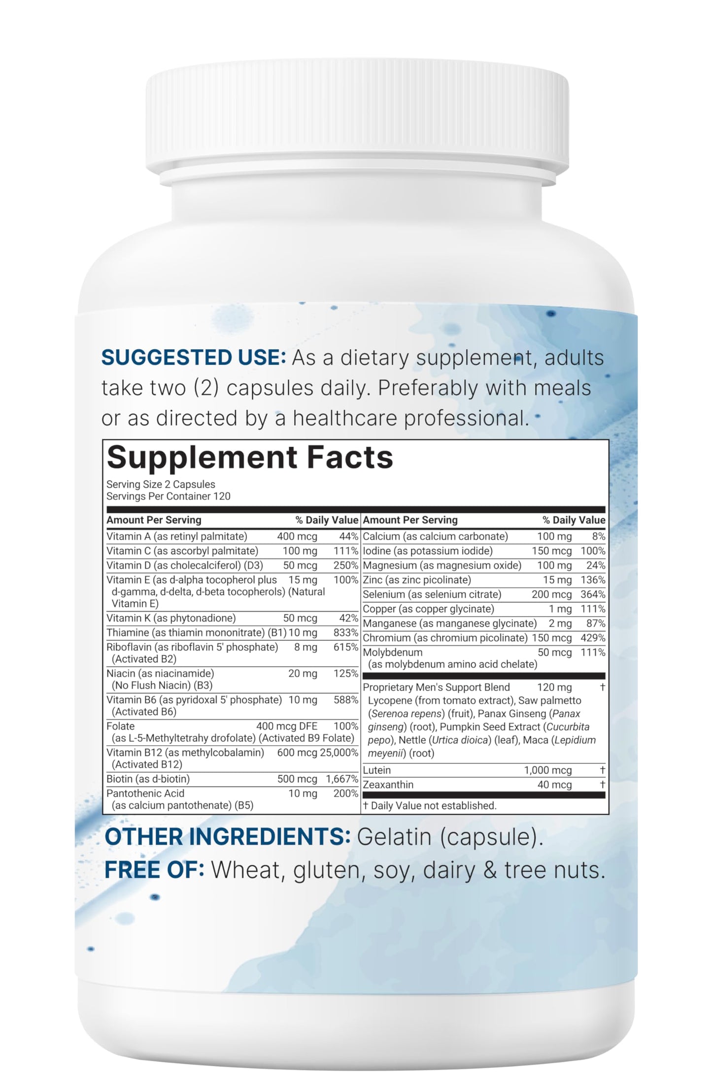 Pure Methylated Multivitamin for Men, 240 Capsules | 30 Key Nutrients with Vitamin C, D, E, B Complex + Methylfolate, lycopene, Saw Palmetto, Ginseng, & Maca | Men’s Daily Support | Filler Free