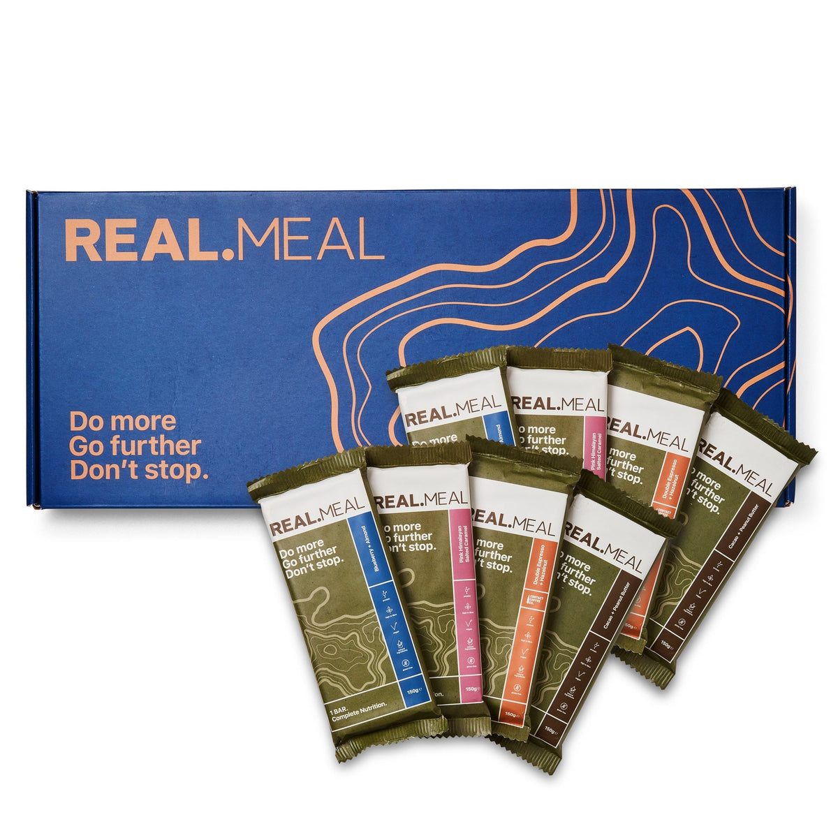 Endurance Pack : 8 Bars 2 of Each Flavour Real Meal