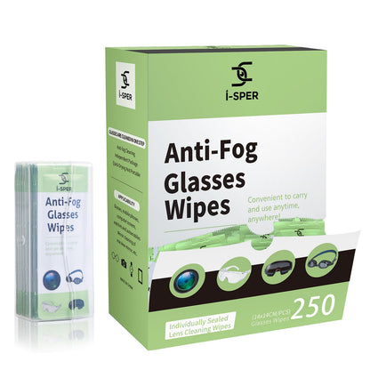 250 Count Anti-Fog Lens Wipes for Eyeglasses – Carry Box, Pre-Moistened
