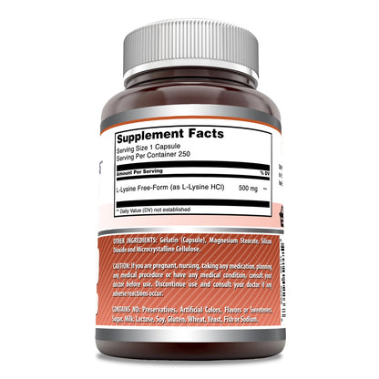 Amazing Formulas L-Lysine 500 mg | Non-GMO, Gluten-Free | Made in USA