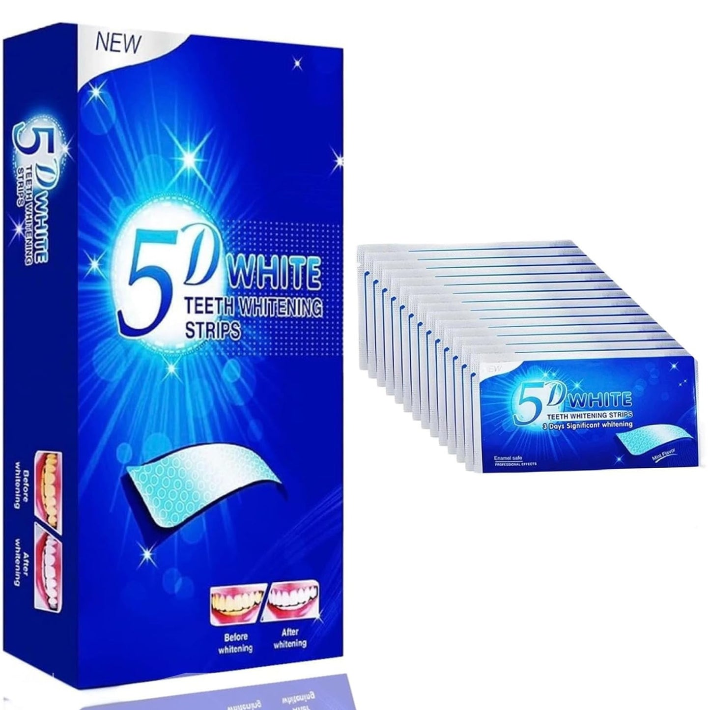 28 Whitener Strips 5D Teeth Whitening Strips – Safe, Gentle, Low-Sensitivity (14 Packs)