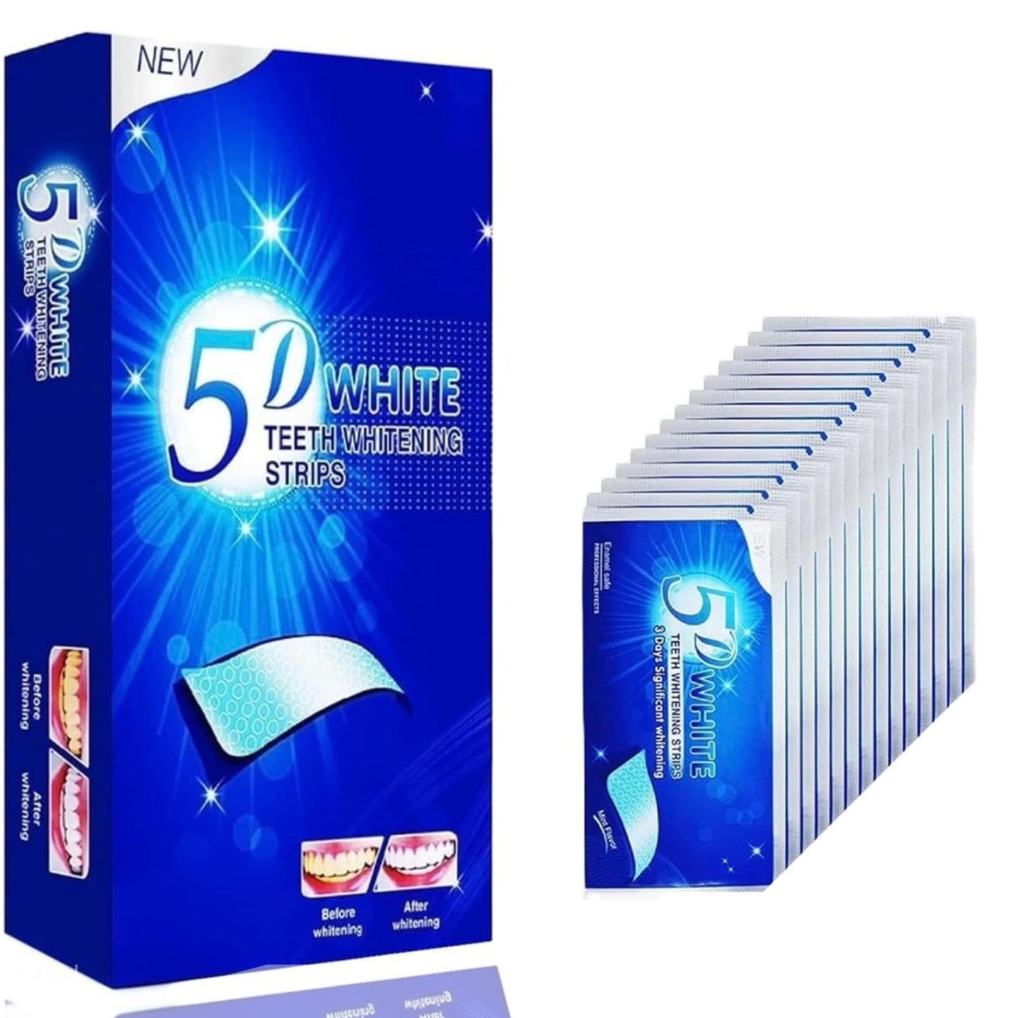 28 Whitener Strips 5D Teeth Whitening - Low-Sensitivity Safe Whitening for Coffee, Wine, Tobacco (14 Packs)
