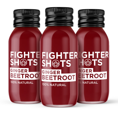 Fighter Shots Vegan Ginger + Beetroot Wellness Shot | Cold-Pressed | 60ml | Single, 6-Pack or 12-Pack