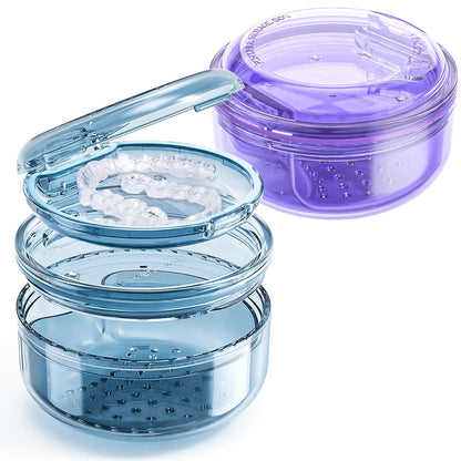 2-in-1 Denture Case 2PCS – No-Leak Travel Retainer & Bath Case