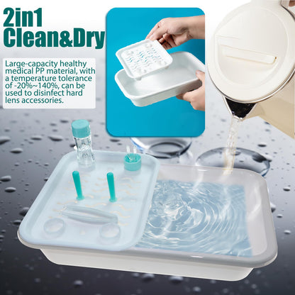 2in1 Hard Contact Lens Cleaning Tray Kit – RGP Lens Care, Storage & Cleaning Solution 150ml