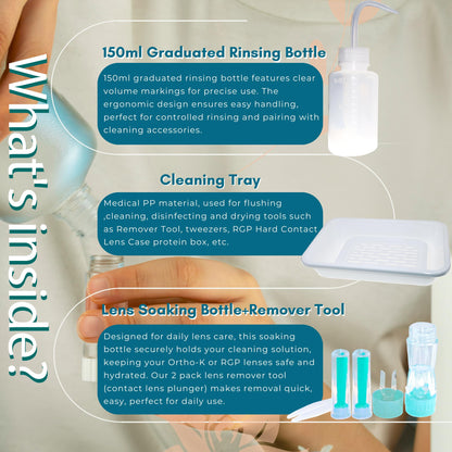 2in1 Hard Contact Lens Cleaning Tray Kit – RGP Lens Care, Storage & Cleaning Solution 150ml
