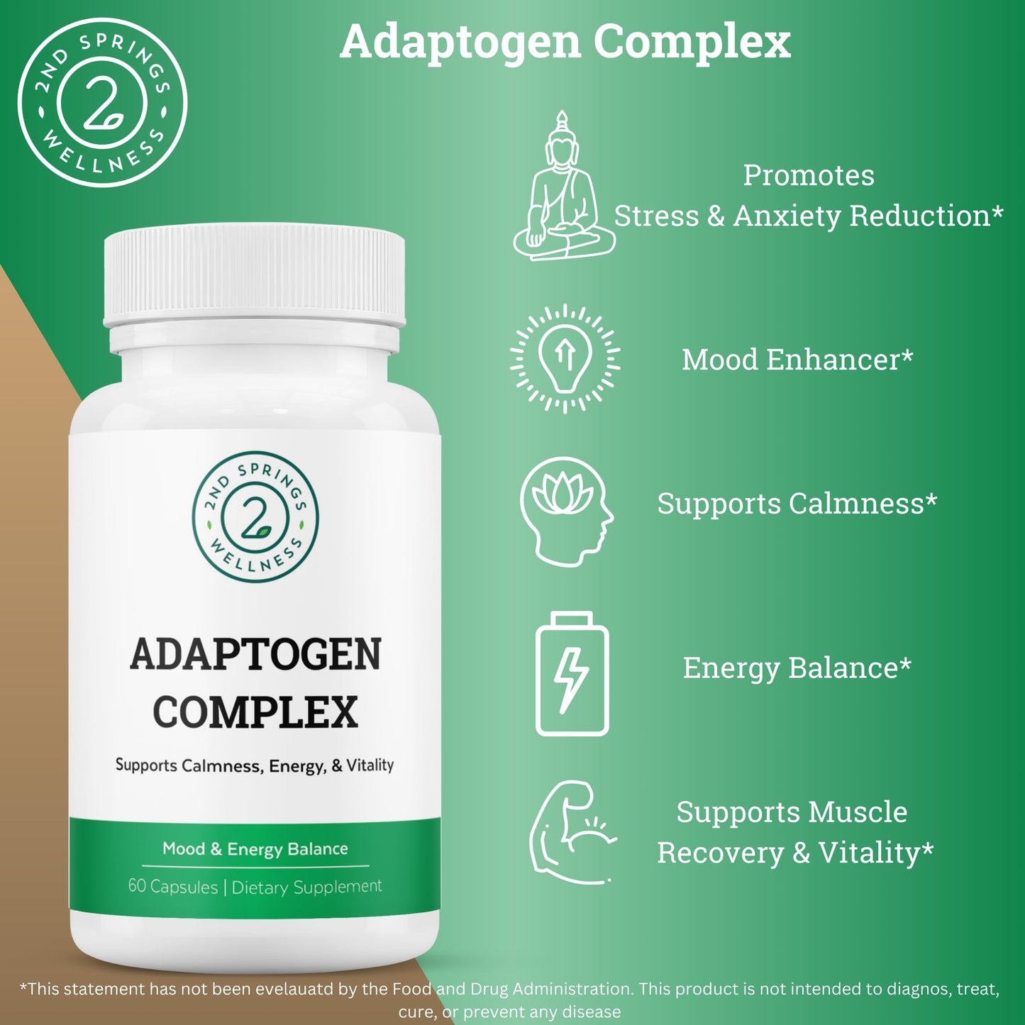 2nd Springs Adaptogen Complex – Calm, Energy & Vitality (60 Ct)