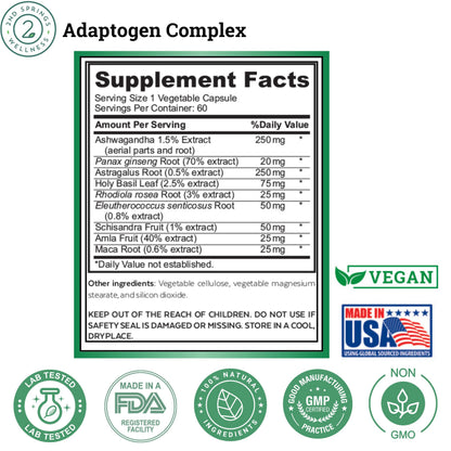 2nd Springs Adaptogen Complex – Calm, Energy & Vitality (60 Ct)