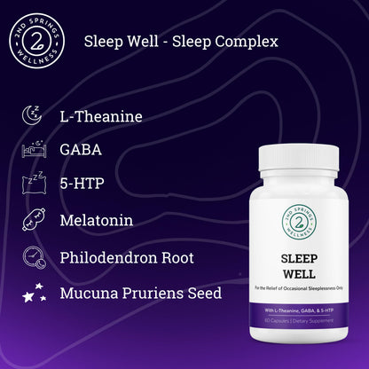 2nd Springs Sleep Well: Calmness & Relaxing Sleep Support Formula – Magnesium, L-Theanine, GABA & Melatonin – 60 Capsules