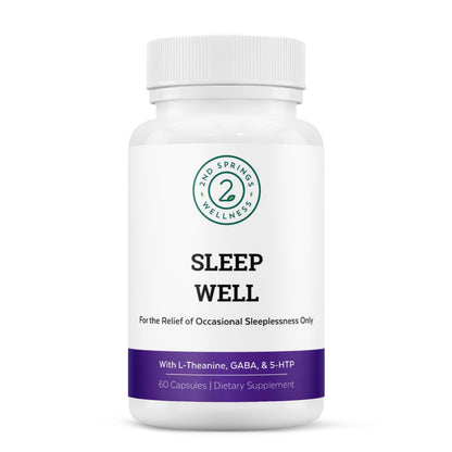 2nd Springs Sleep Well: Calmness & Relaxing Sleep Support Formula – Magnesium, L-Theanine, GABA & Melatonin – 60 Capsules