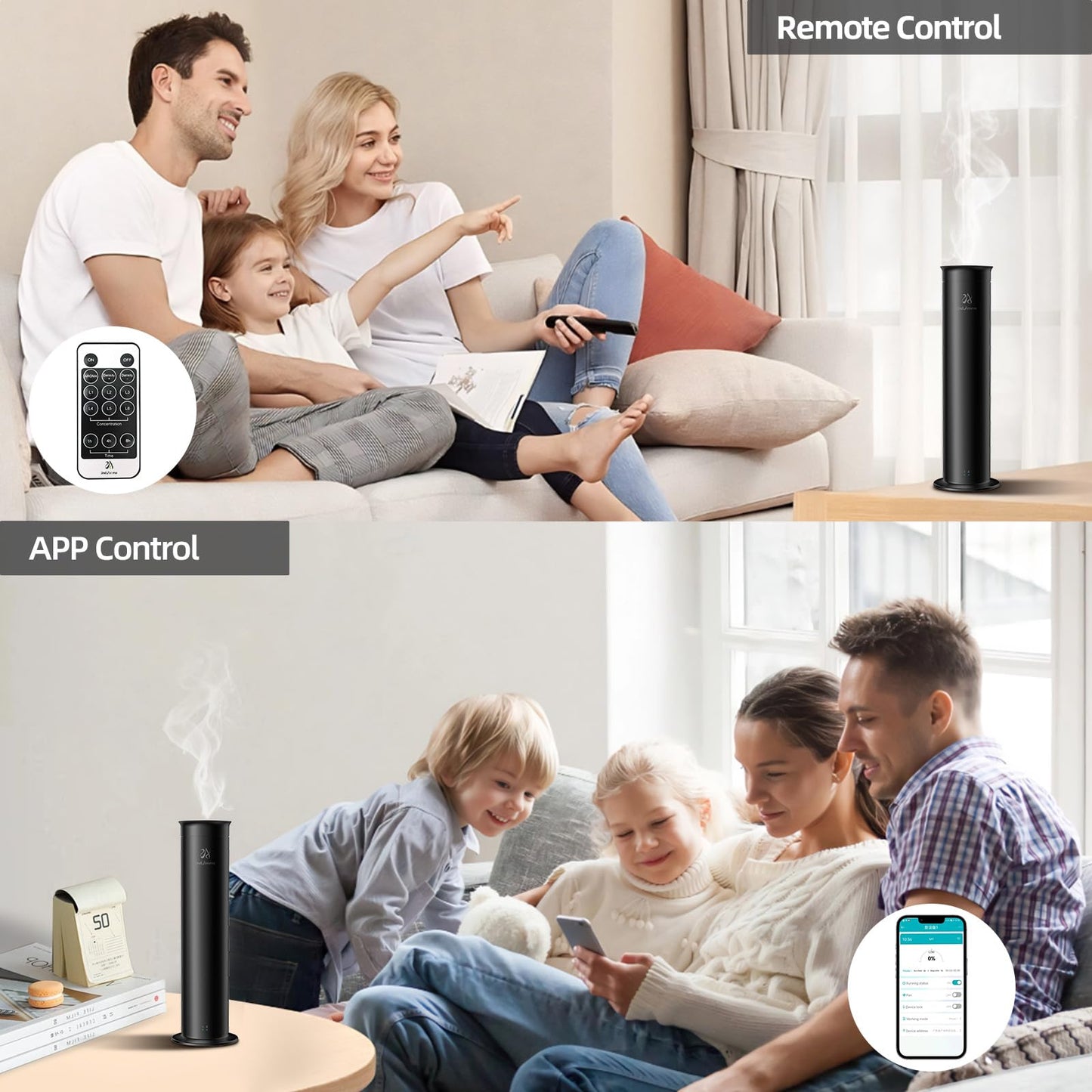 2ndAroma Waterless Air Diffuser – 2100 sq ft Coverage, Remote, 100ml Starter Kit + White Tea Oil