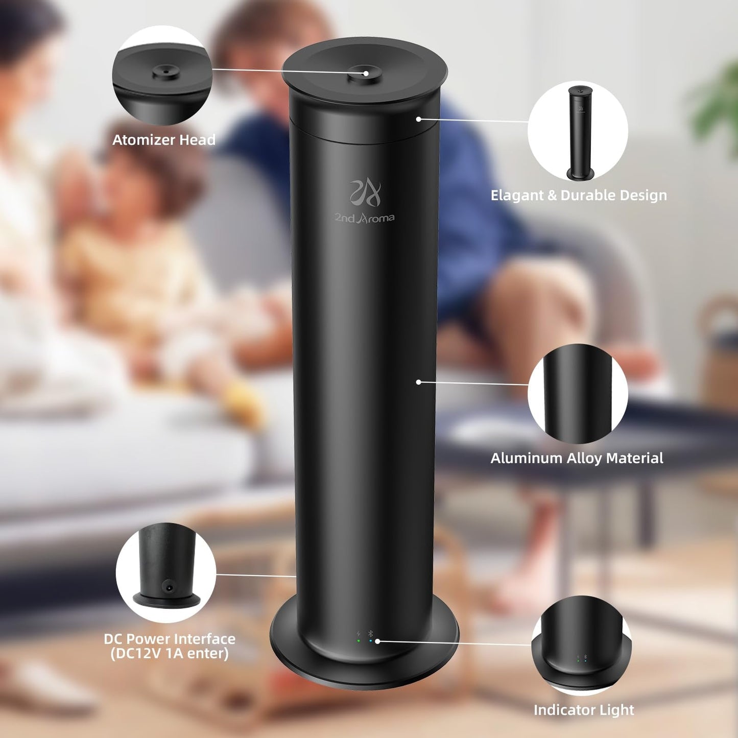 2ndAroma Waterless Air Diffuser – 2100 sq ft Coverage, Remote, 100ml Starter Kit + White Tea Oil