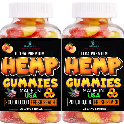 2Pack Hemp Gummies – Premium Hemp Oil Peach Ring (Made in USA)