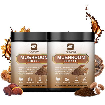 2Pack Mushroom Coffee - Lion's Mane & Cordyceps Blend for Immune Support & Focus