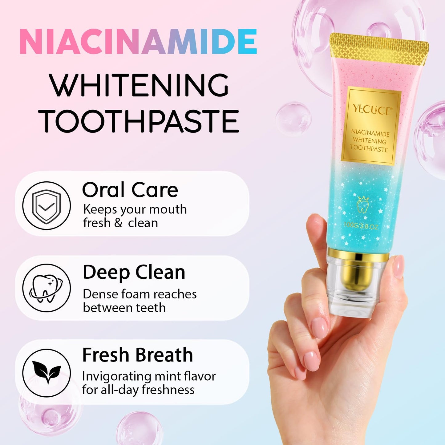 2Pack Niacinamide Whitening Toothpaste | Enamel Safe & Fresh Breath
