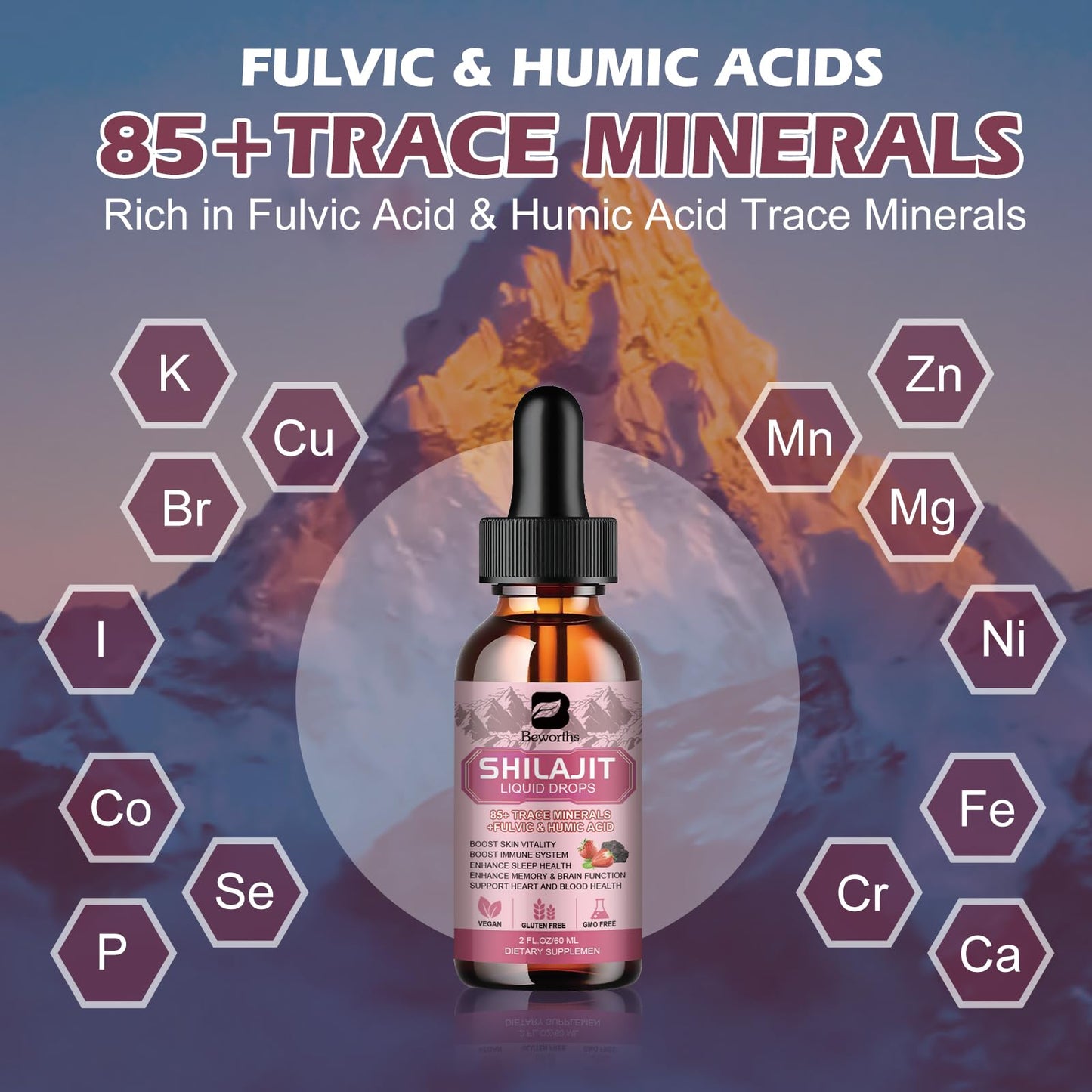 2Pack Shilajit Resin Liquid Drops | Shilajit Complex for Men Women with Ashwagandha, Turmeric, Ginseng, Chaga | 85+ Trace Minerals & Fulvic Acid | Boost Immunity & Energy - Non-GMO