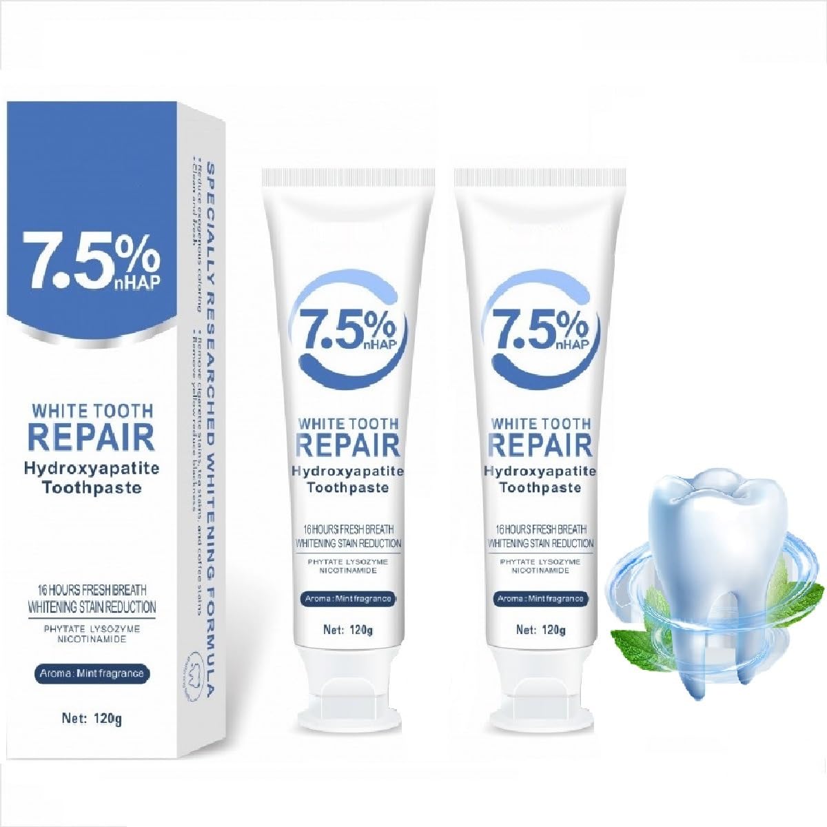 2 Pcs 7.5% Hydroxyapatite Toothpaste – Enamel Protection for Sensitive Teeth