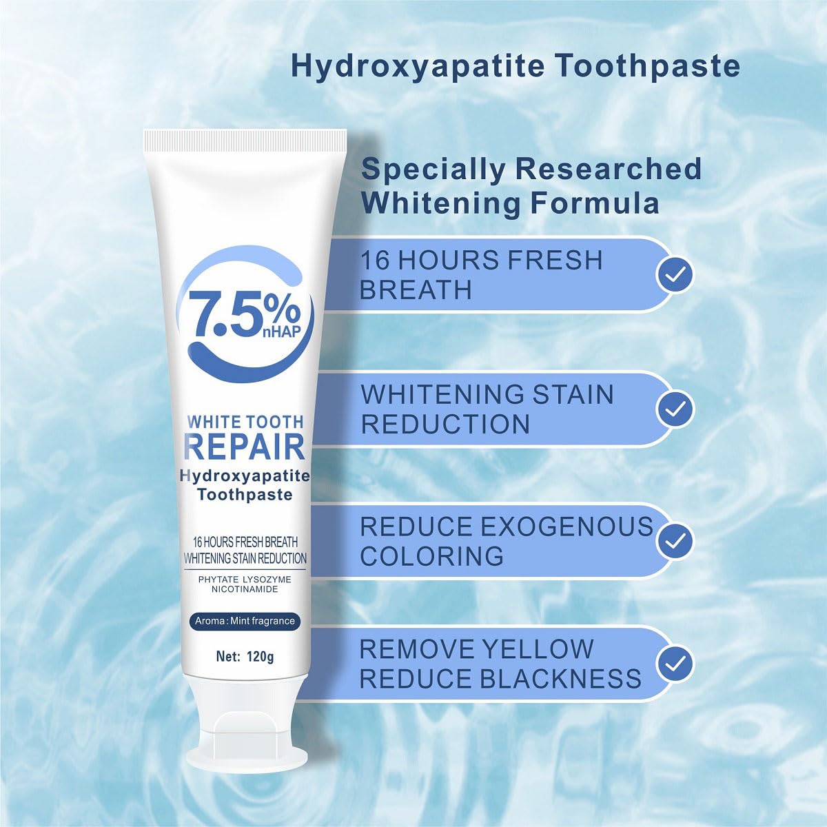 2 Pcs 7.5% Hydroxyapatite Toothpaste – Enamel Protection for Sensitive Teeth