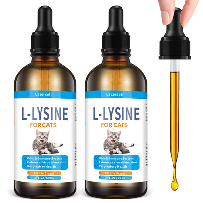 2PCS Lysine for Cats – Immune Support, L-Lysine Supplement for Feline Respiratory Health