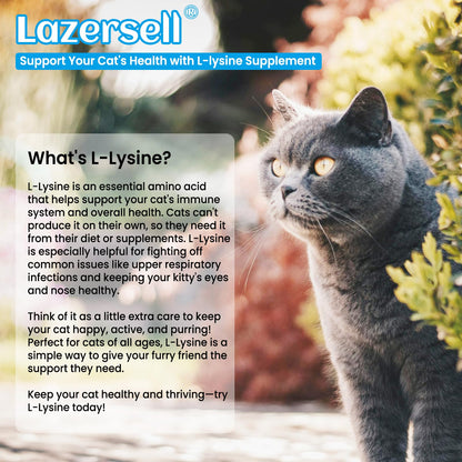 2PCS Lysine for Cats – Immune Support, L-Lysine Supplement for Feline Respiratory Health