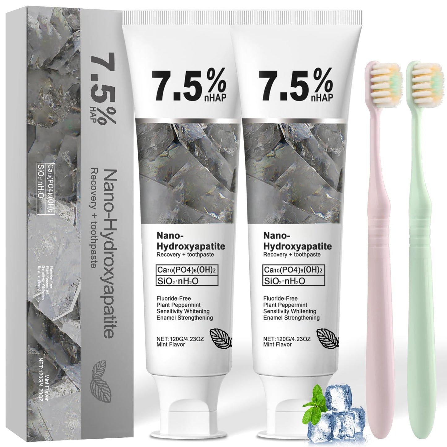 2Pcs Nano Hydroxyapatite Toothpaste – Enamel Protection, Strengthening & Gentle Mint