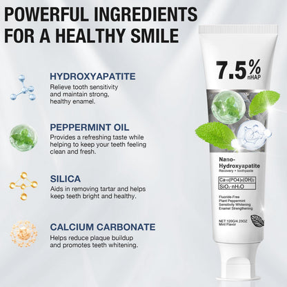 2Pcs Nano Hydroxyapatite Toothpaste – Enamel Protection, Strengthening & Gentle Mint