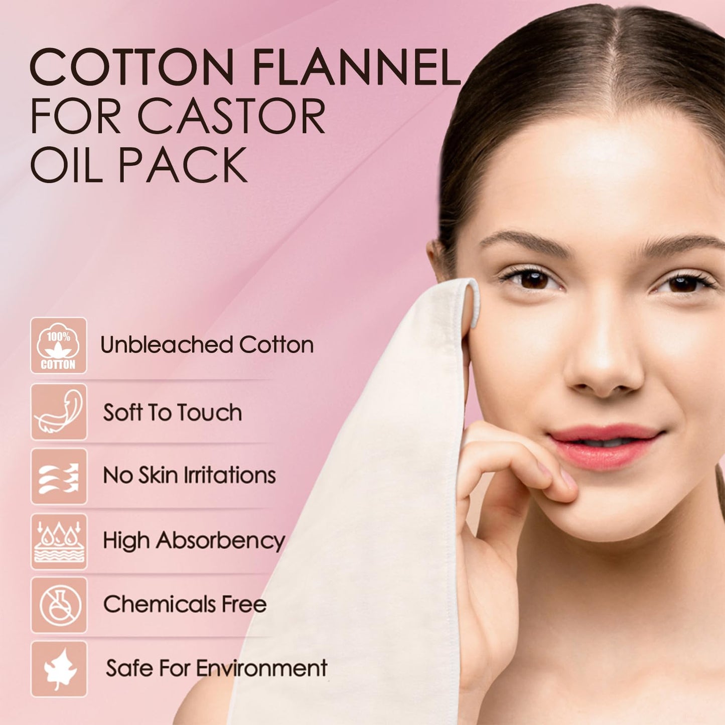 2Pcs Organic Cotton Flannel Castor Oil Pack Wrap – Unbleached & Reusable