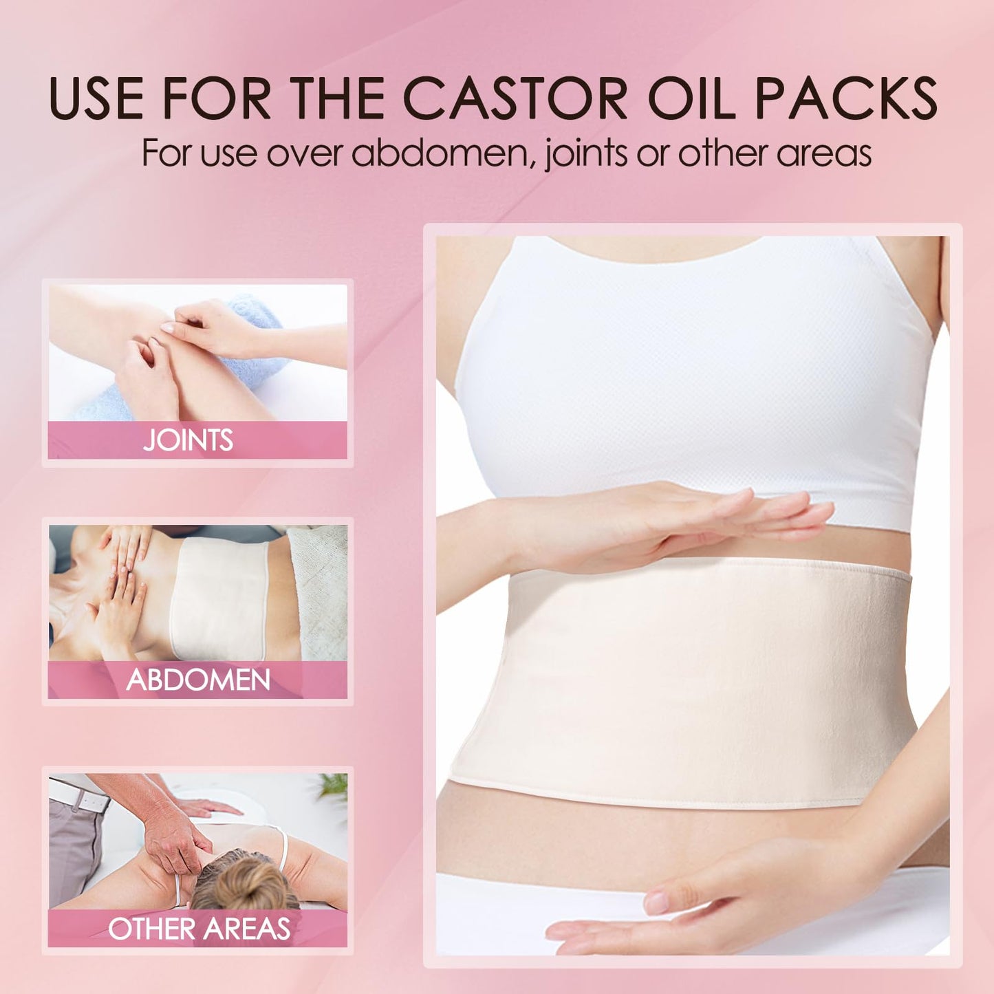 2Pcs Organic Cotton Flannel Castor Oil Pack Wrap – Unbleached & Reusable
