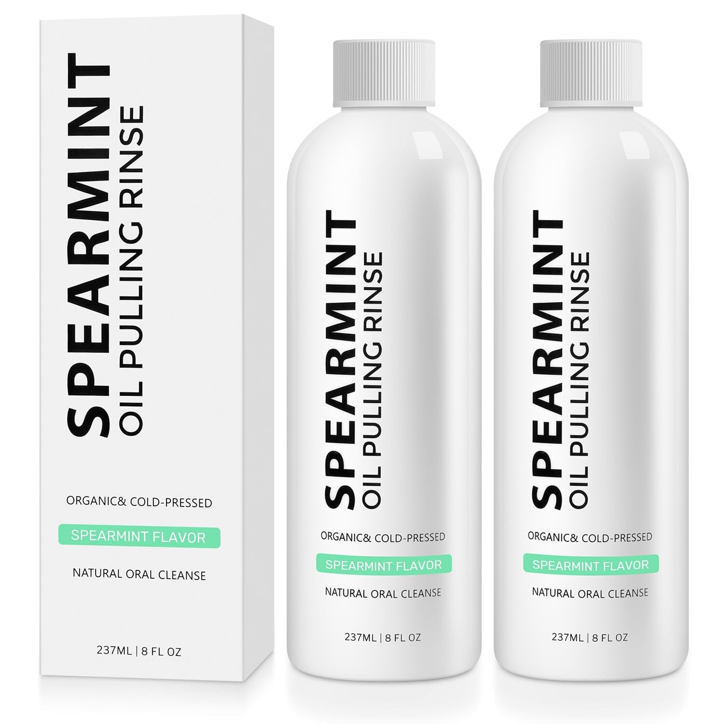 2pcs Spearmint Oil Pulling Rinse – Coconut Oil Mouthwash for Whitening Teeth, Gum Health & Fresh Breath