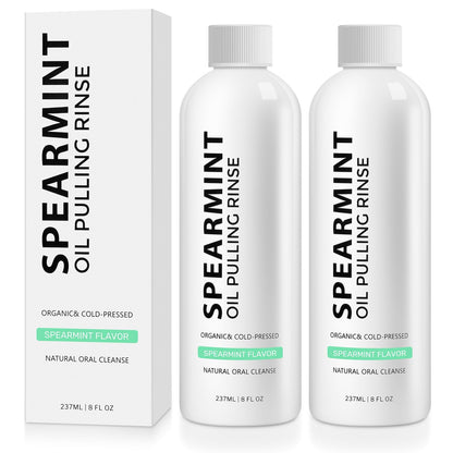2pcs Spearmint Oil Pulling Rinse – Coconut Oil Mouthwash for Whitening Teeth, Gum Health & Fresh Breath