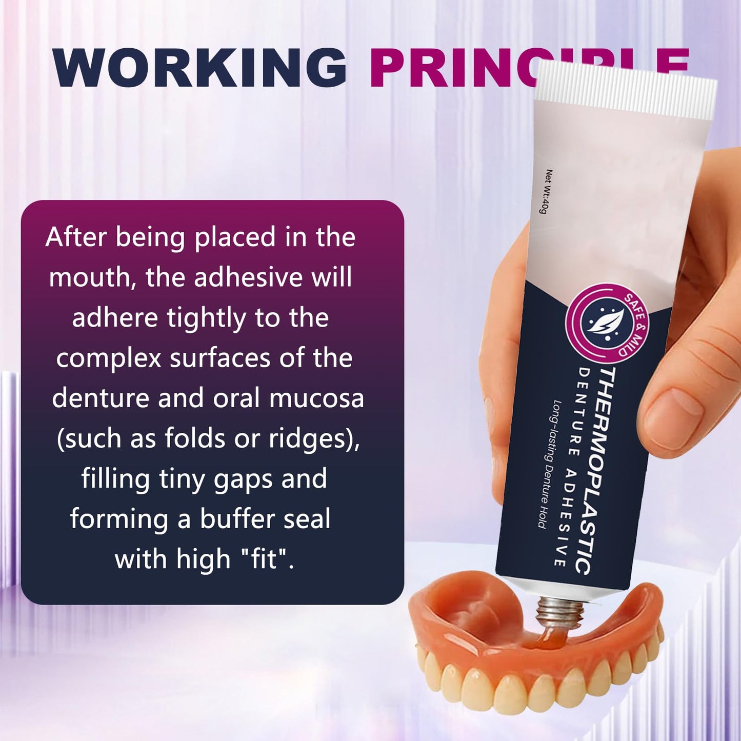 2PCS Thermoplastic Denture Adhesive – Ultra Max Hold for Fixed Dentures – Long-Lasting Maintenance