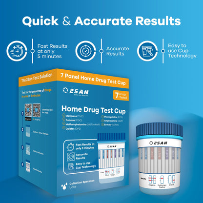 2San 7-Panel Drug Test Cup – 5-Min At-Home Results (THC, COC, MET, OPI, AMP, MDMA, PCP)