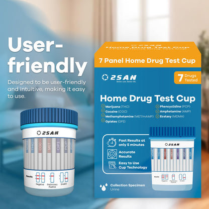 2San 7-Panel Drug Test Cup – 5-Min At-Home Results (THC, COC, MET, OPI, AMP, MDMA, PCP)