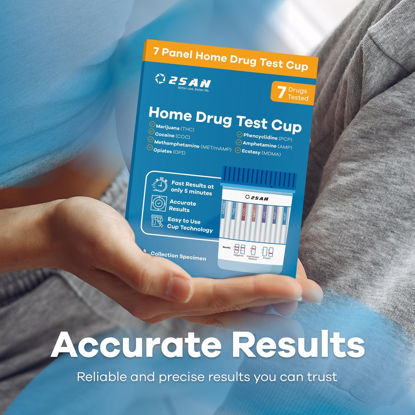 2San 7-Panel Drug Test Cup – 5-Min At-Home Results (THC, COC, MET, OPI, AMP, MDMA, PCP)