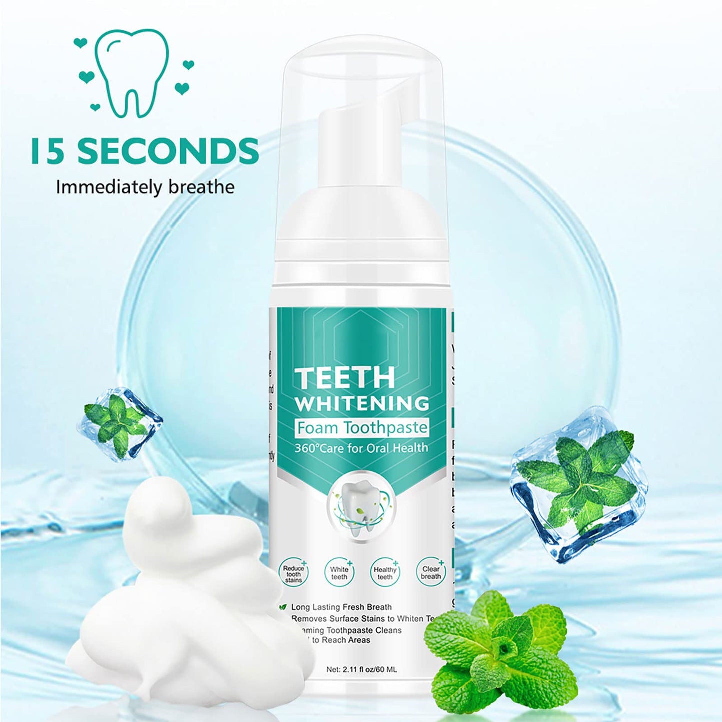 Teeth Whitening Toothpaste 2-Pack – Foam Whitening for Deep Cleaning & Stain Removal