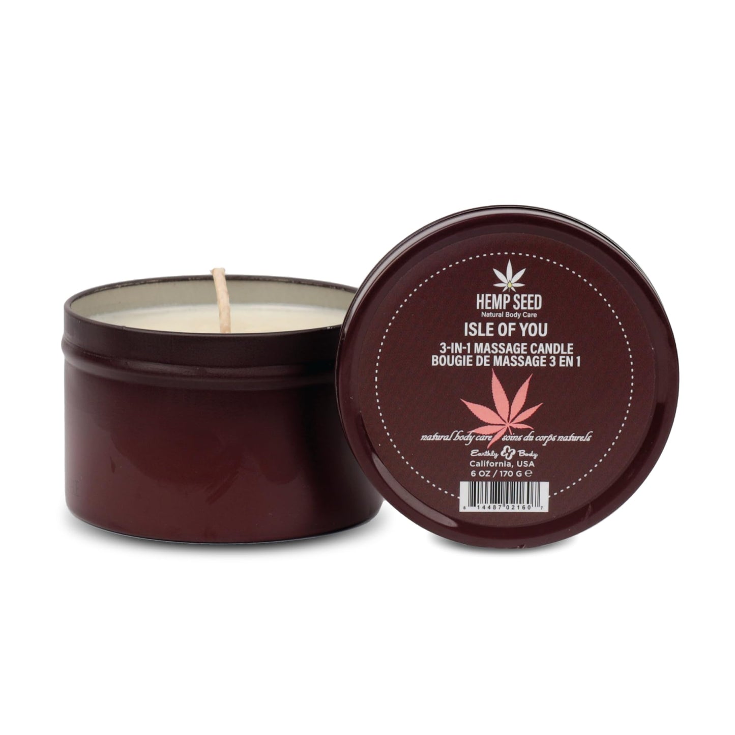 3-in-1 Massage Candle Isle of You Scent 6 oz – Massage Oil & Moisturizer, Coconut, Apricot & Soybean Oil | Vegan & Cruelty-Free