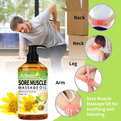 3 Pack Massage Oil for Sore Muscles – Arnica, Ginger & Lavender | Spa Gift