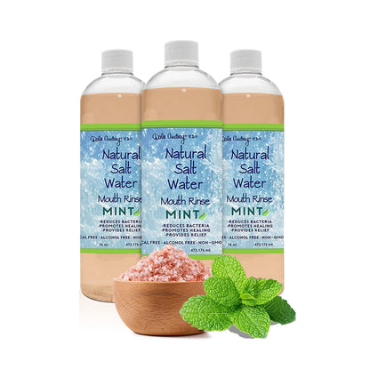 3 Pack Natural Saltwater Mouth Rinse – Himalayan Pink Salt, Mint Flavor, Fluoride & Alcohol Free, 16 fl oz
