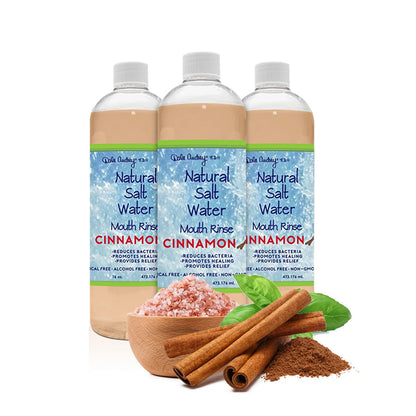 3 Pack Natural Saltwater Mouth Rinse – Himalayan Pink Salt Water Oral Rinse, Organic Cinnamon Flavor, Fluoride & Alcohol Free – 16 fl oz