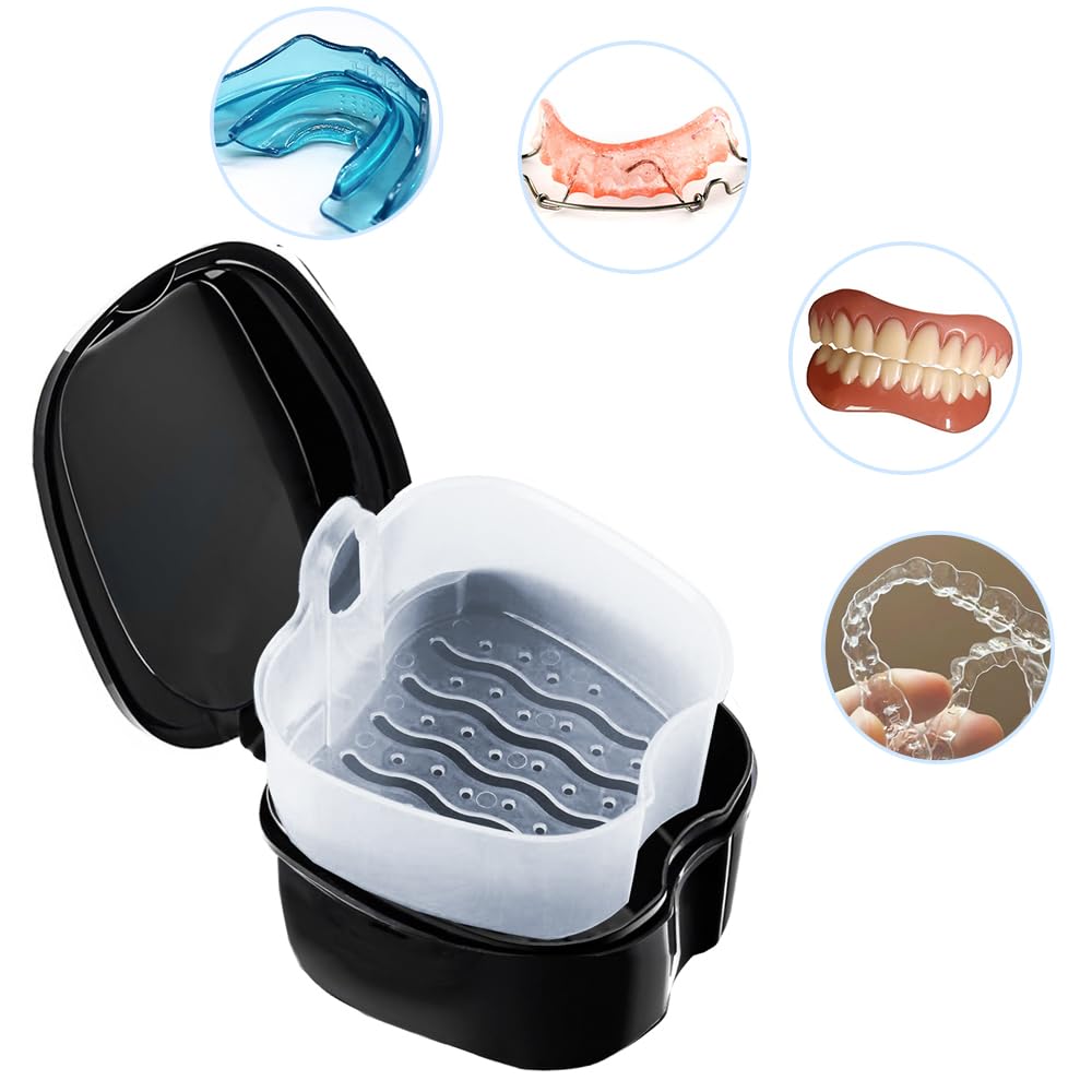 3 Pack Retainer Cleaner Case – Denture Case & Brush for Invisalign