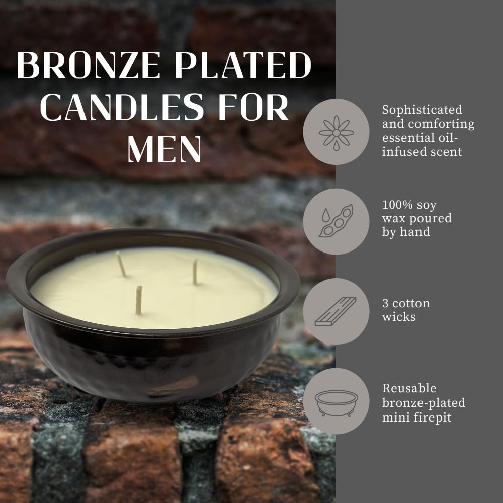 Dough Bowl Candle Co. Mahogany Teakwood 3-Wick Scented Candle – Men Cave